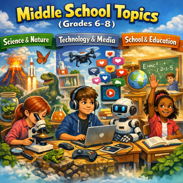 Expository essay topics by grade level showing appropriate complexity for middle school