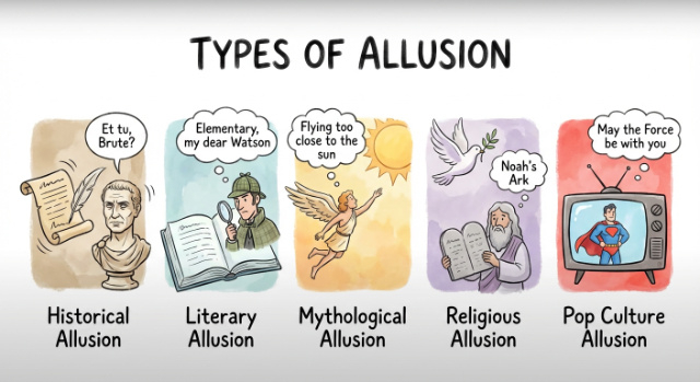 detailed description of most common types of allusion in academic writing
