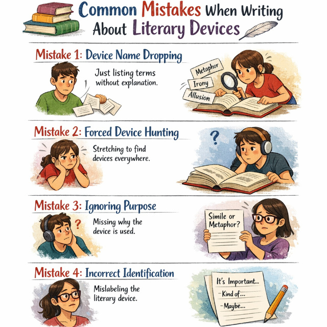 common mistakes to avoid while writing about literary devices for students