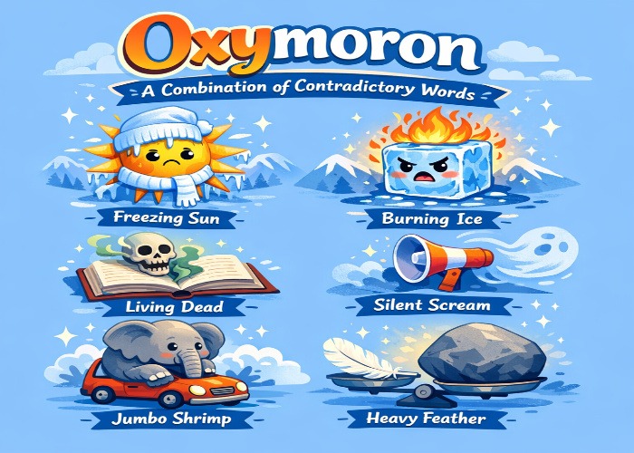 Comprehensive Oxymoron guide with common oxymoron examples and free downloadable guidebook for students